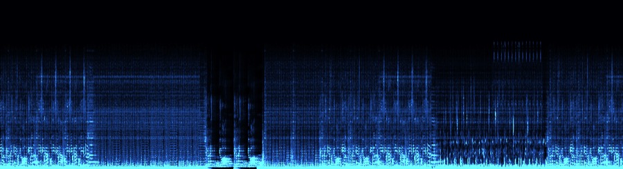 Espectro de un MP3 transcodificado a FLAC: banda vacía por encima de 16 kHz con el borde recto